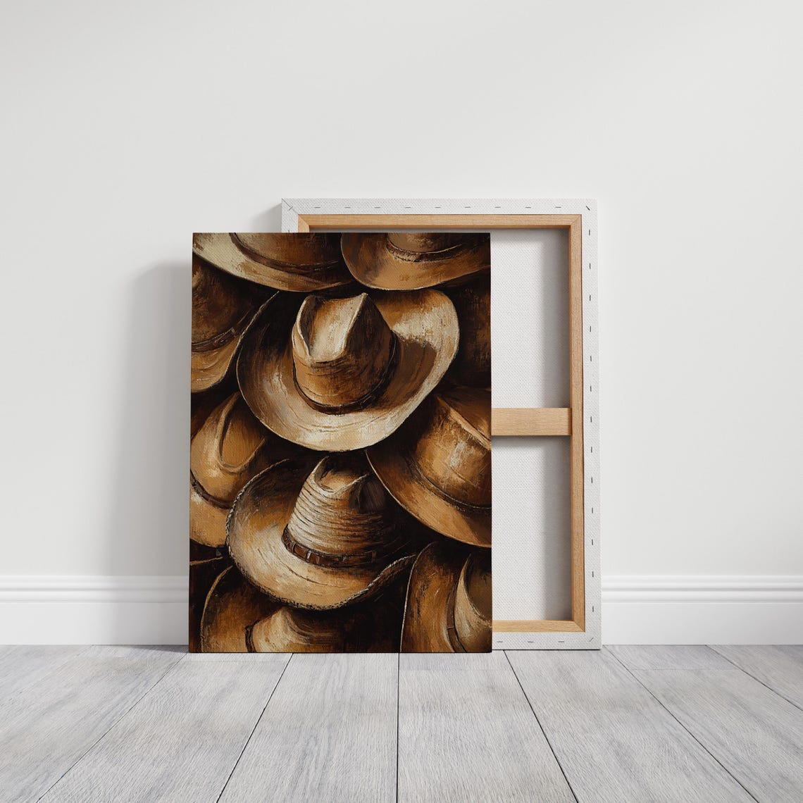 Stacked Cowboy Hats Overlapping Brims Vintage Western Poster - Image 4