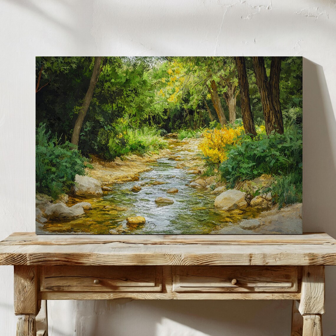 Serene Forest Stream, Peaceful Nature Landscape