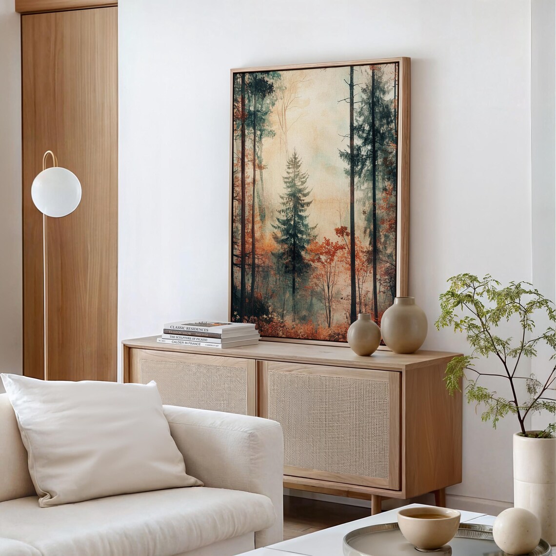 Misty Autumn Forest Art Print, Tranquil Woodland Scene - Image 6