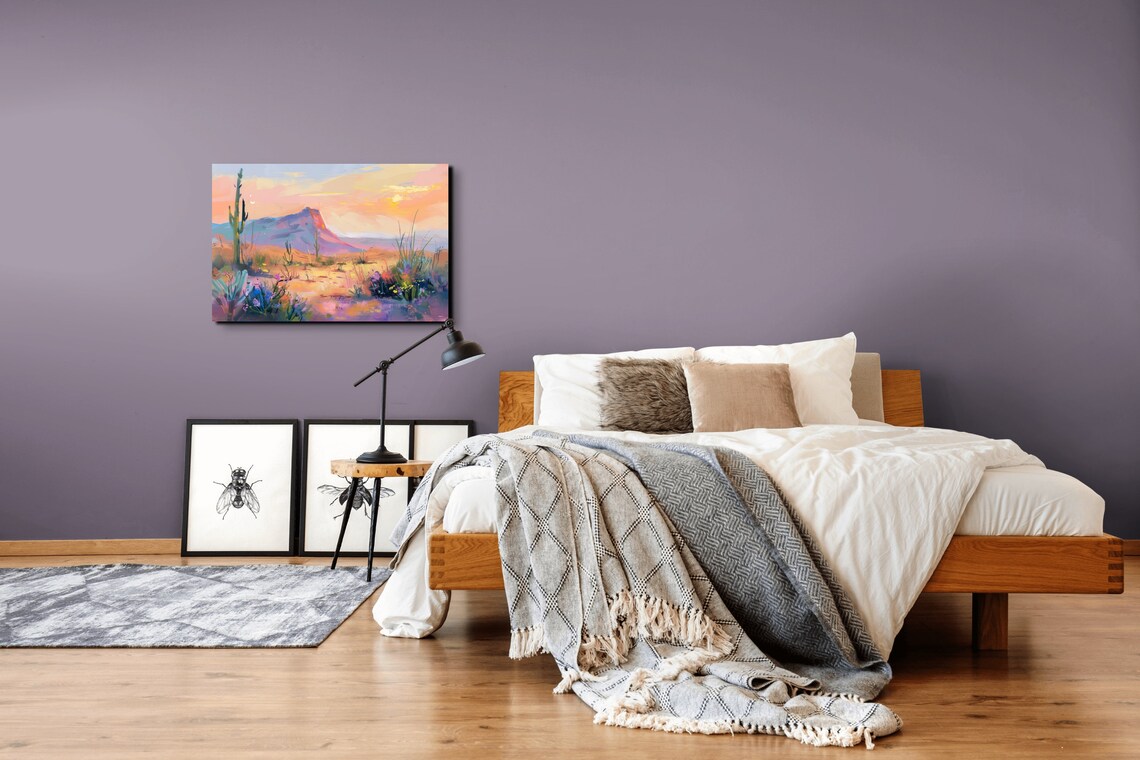 Pastel Desert Mountain Sunrise Saguaro Soft Color Landscape Poster - Image 7