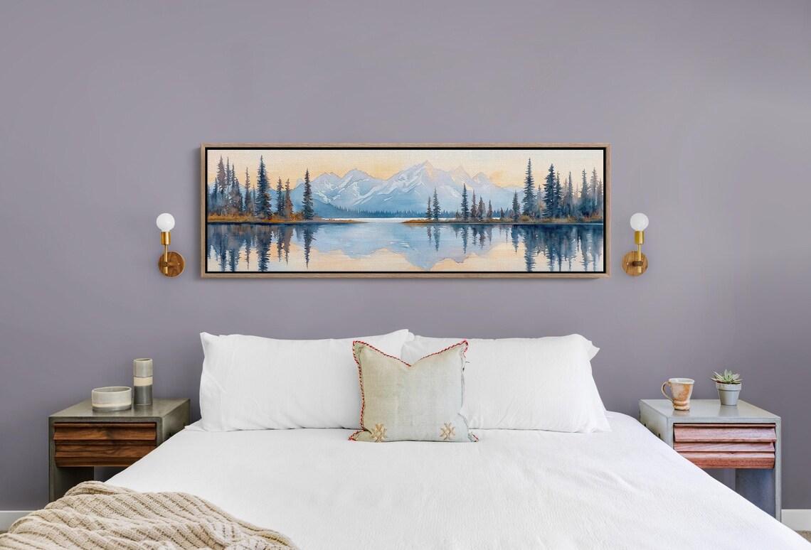 Mount Bear Lake Reflection Art Print, Watercolor Mountain Landscape - Image 4