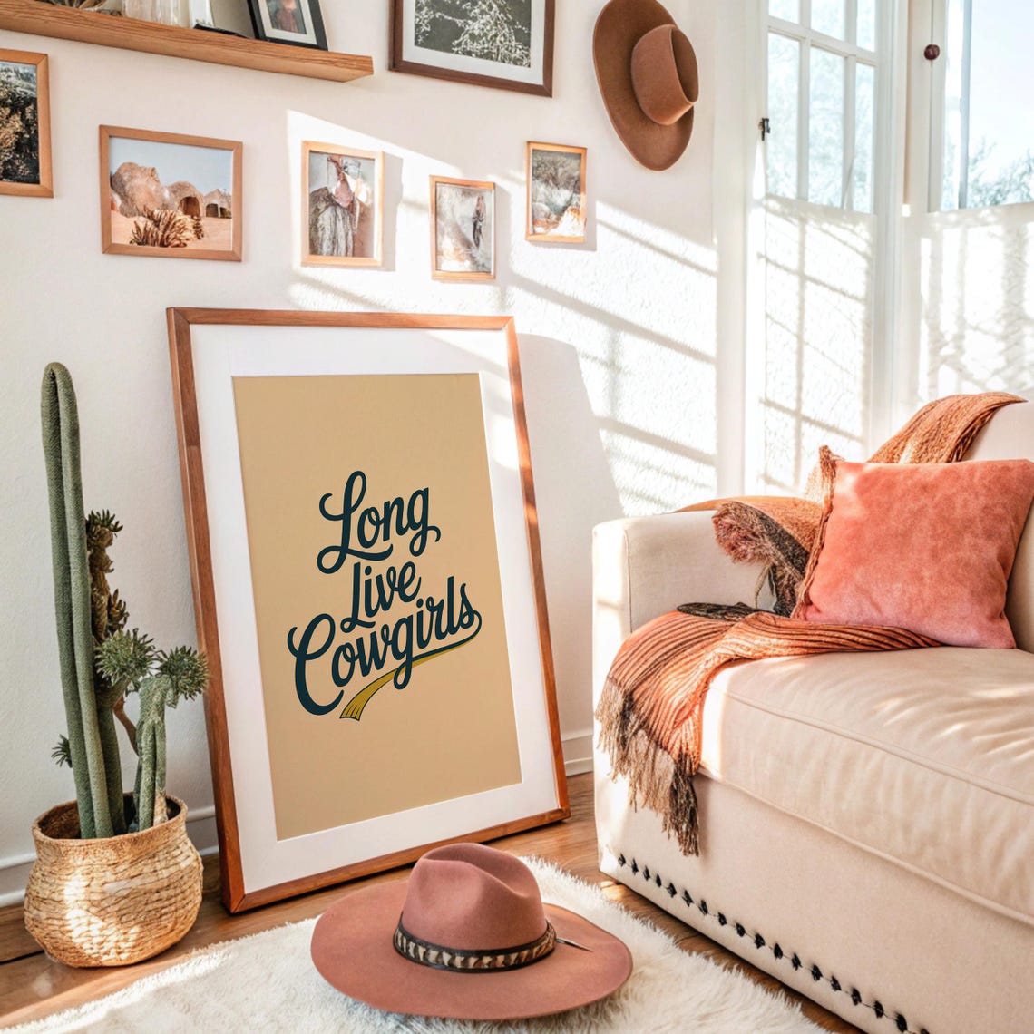 Long Live Cowgirls Retro Script Typography Western Decor Poster