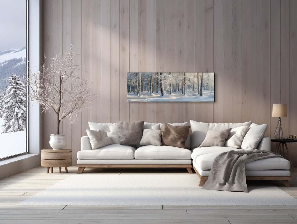 Bright Snowy Birch Forest Winter Morning Panoramic Nature Poster - Image 7