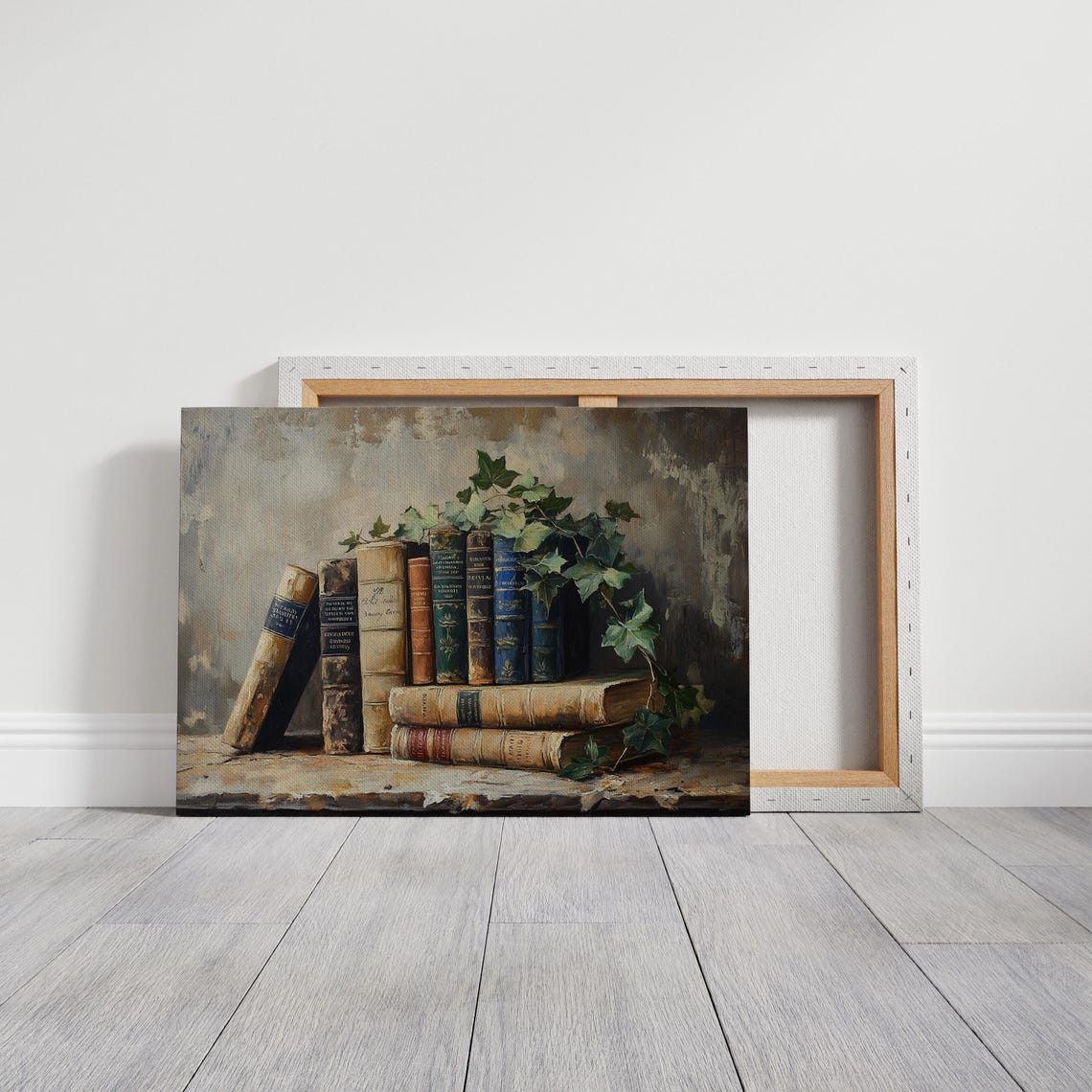 Antique Book Collection With Trailing Ivy Vintage Library Poster - Image 6