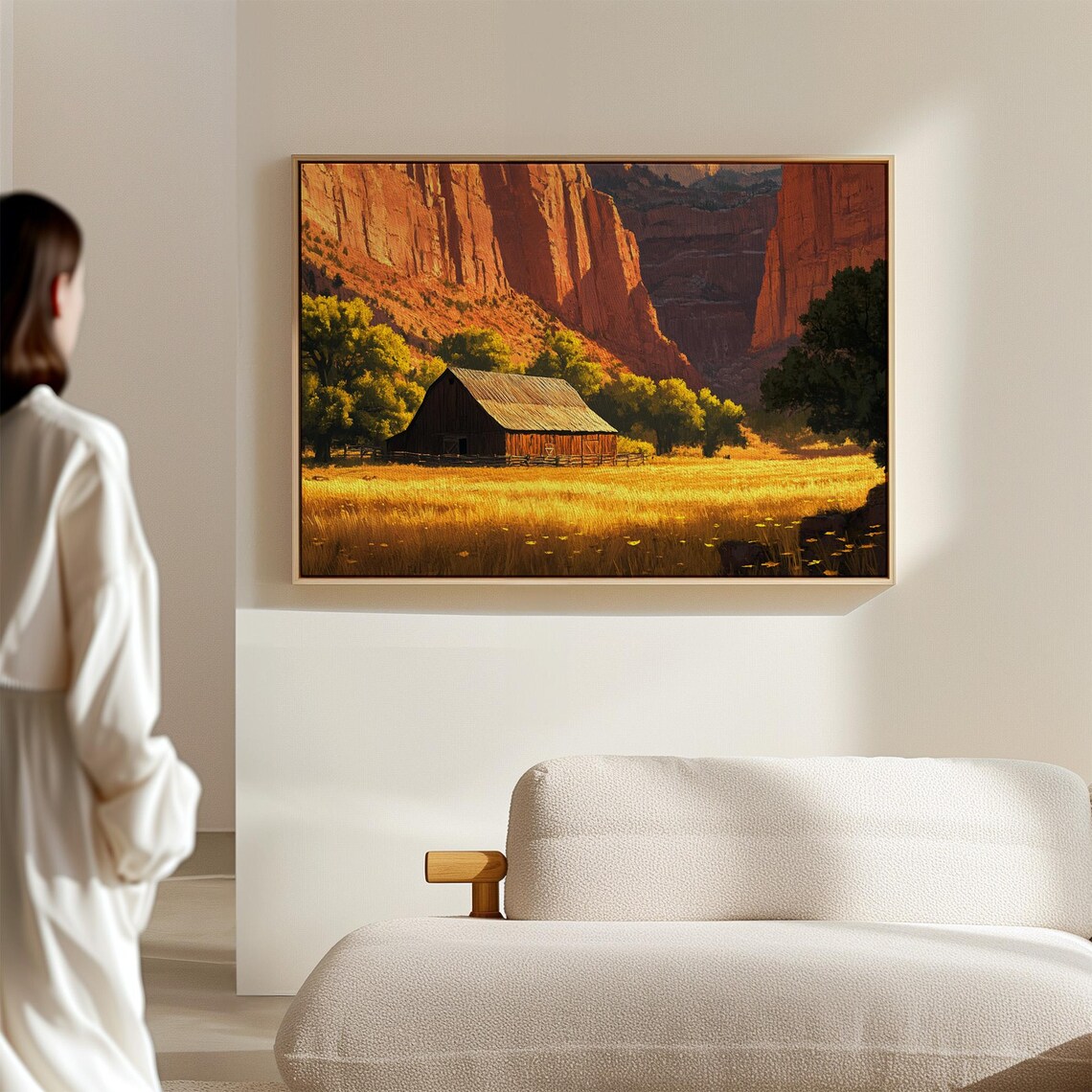 Rustic Barn In Canyon Sunset, Vintage Landscape - Image 7