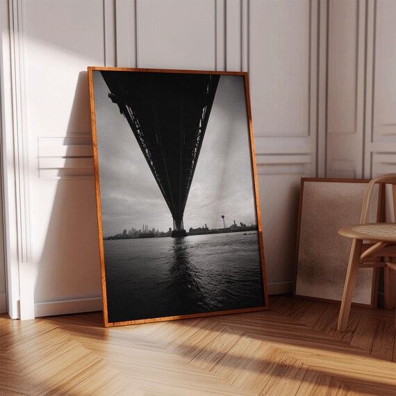 Black And White New York Bridge Canvas Wall Art Urban Architecture Print Minimalist Industrial Cityscape For Modern Home Office Dcor