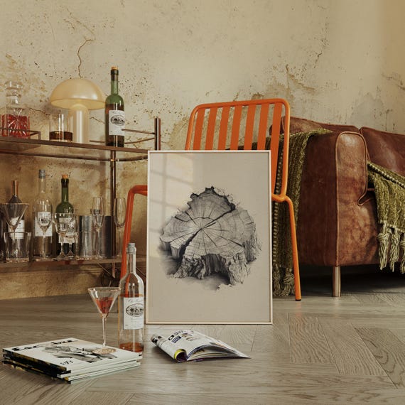 Tree Stump Illustration With Detailed Growth Rings