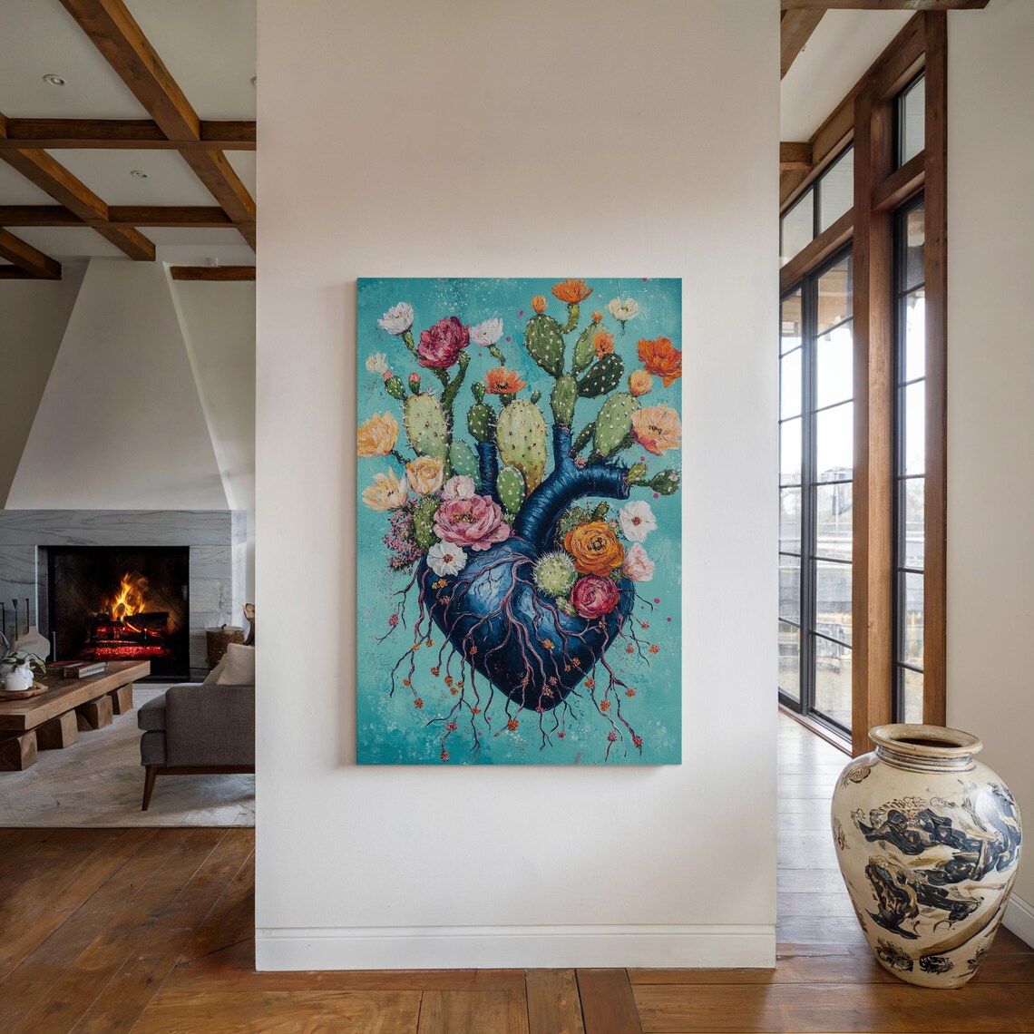 Heart And Cactus Floral Art Print, Botanical Decor - Image 4