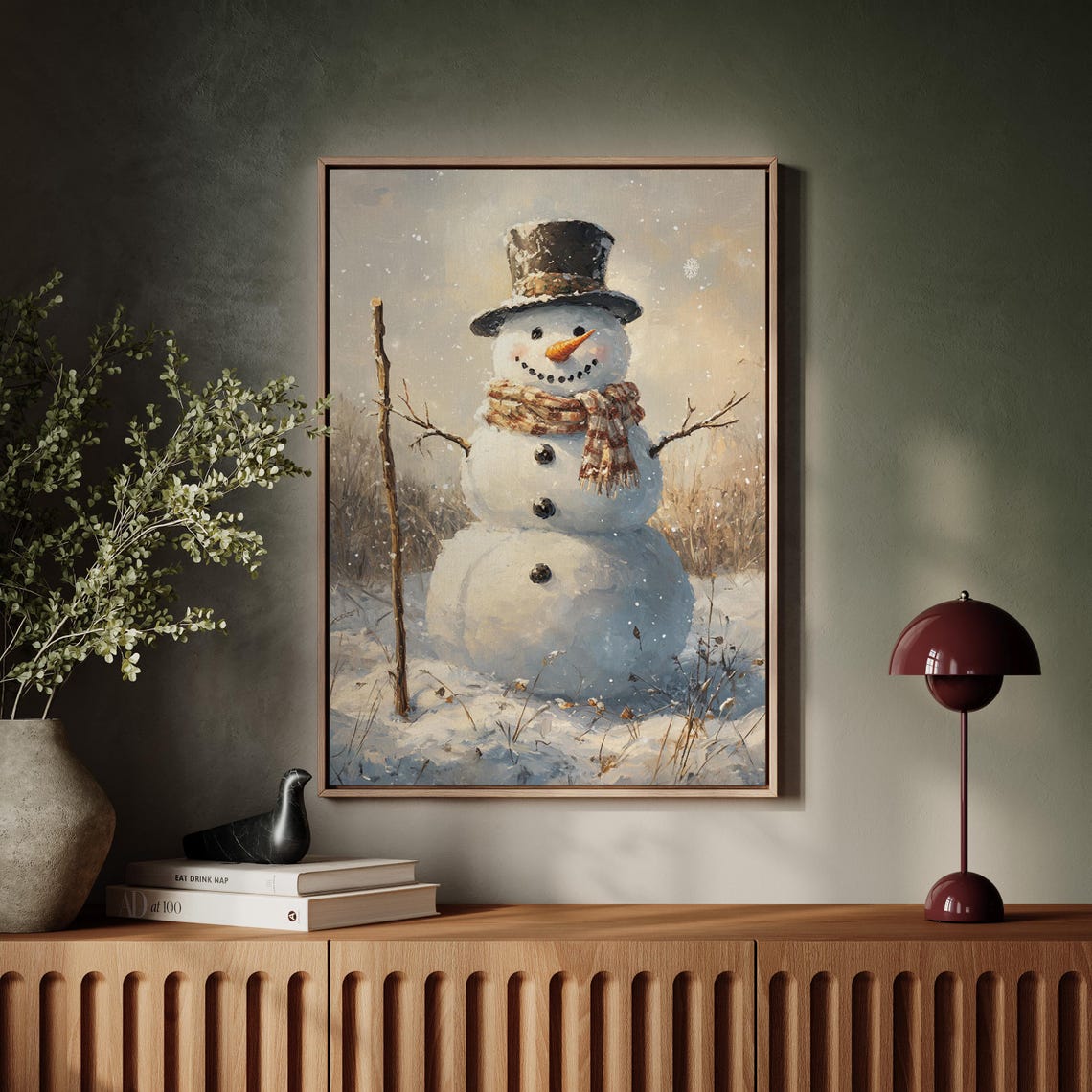 Cute Snowman With Top Hat And Scarf Winter Wonderland Poster
