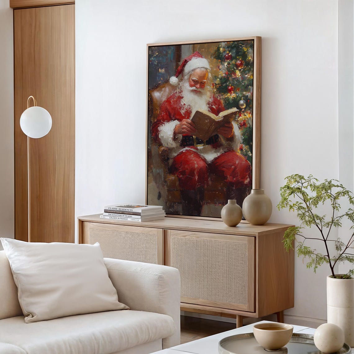 Santa Claus Reading Storybook By Firelit Christmas Tree Poster - Image 5