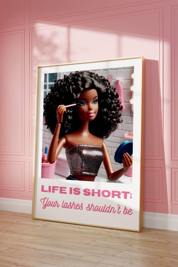 Girly Makeup Poster Retro Doll Pink Quote Wall Art Digital Download