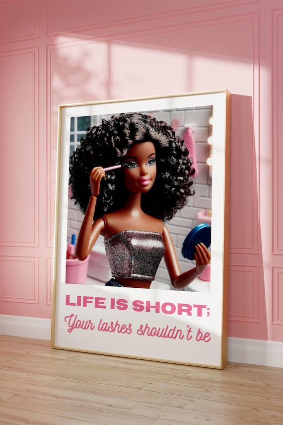 Life Is Short Your Lashes Should Not Be Doll Pink Quote Wall Print