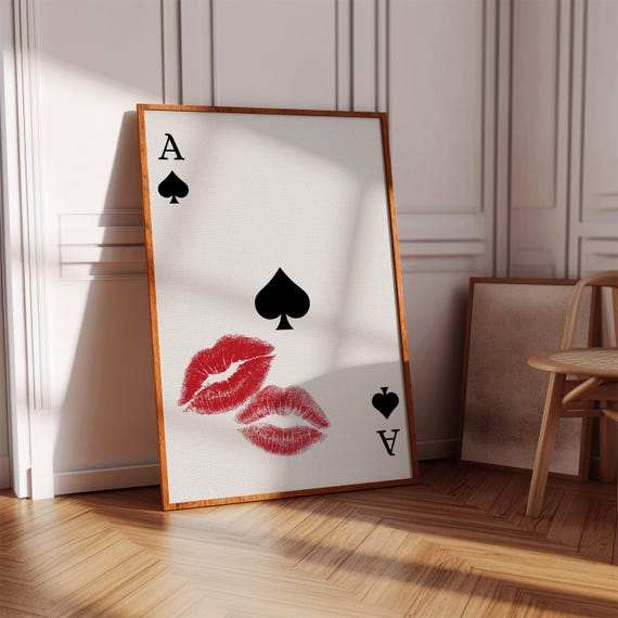 Ace Of Spades Wall Art Retro Playing Card Print Instant