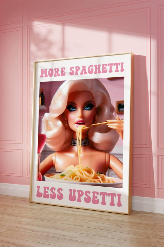 Blonde Foodie Pasta Poster Girly Kitchen Wall Art Digital Download