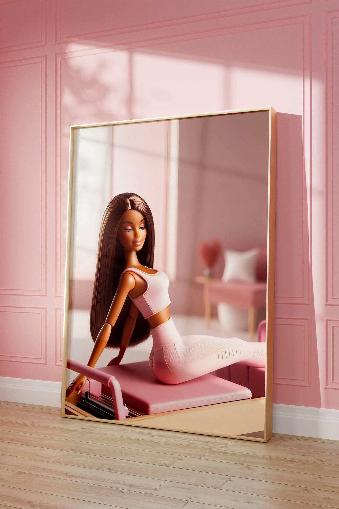 Retro Doll Pilates Print Sporty Girl Art Digital Download