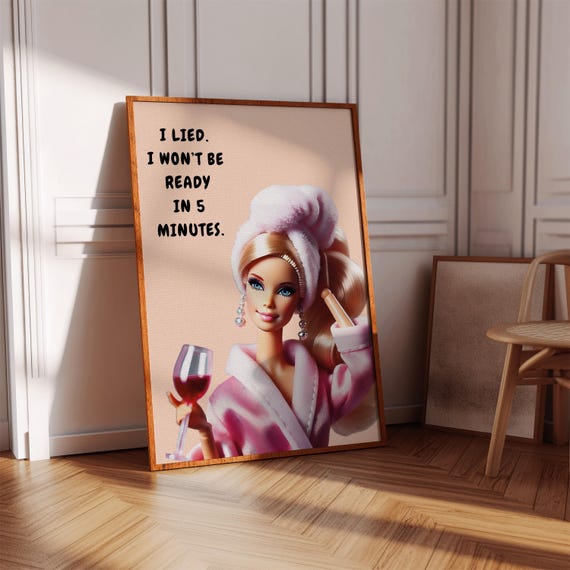 Retro Blonde Doll Print Girly Bathroom Wall Art Funny Feminine Poster Digital Download