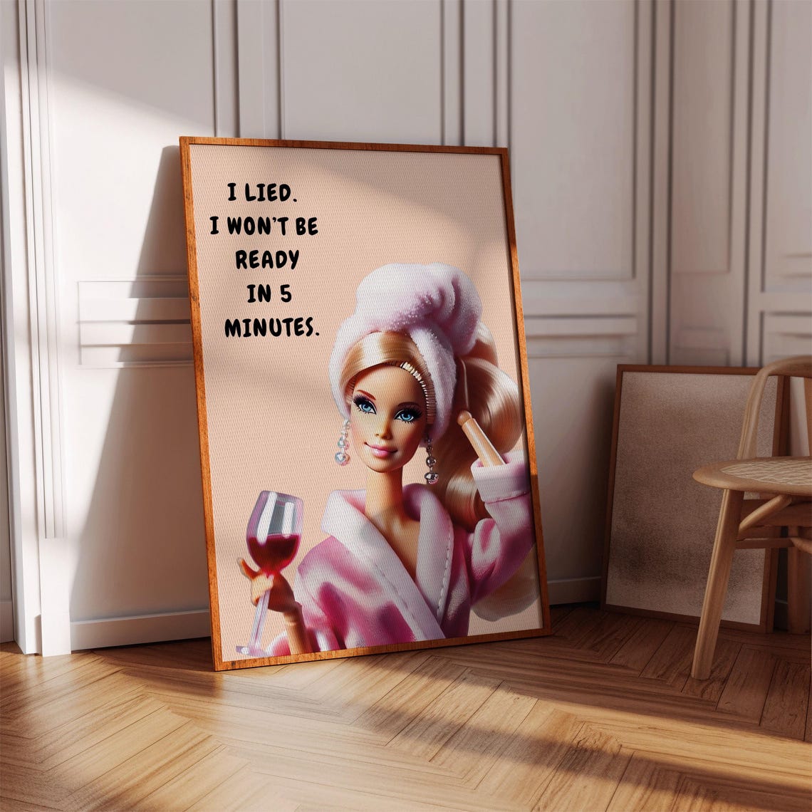 Fashion Doll I Lied Wine Glass Funny Getting Ready Quote Wall Poster
