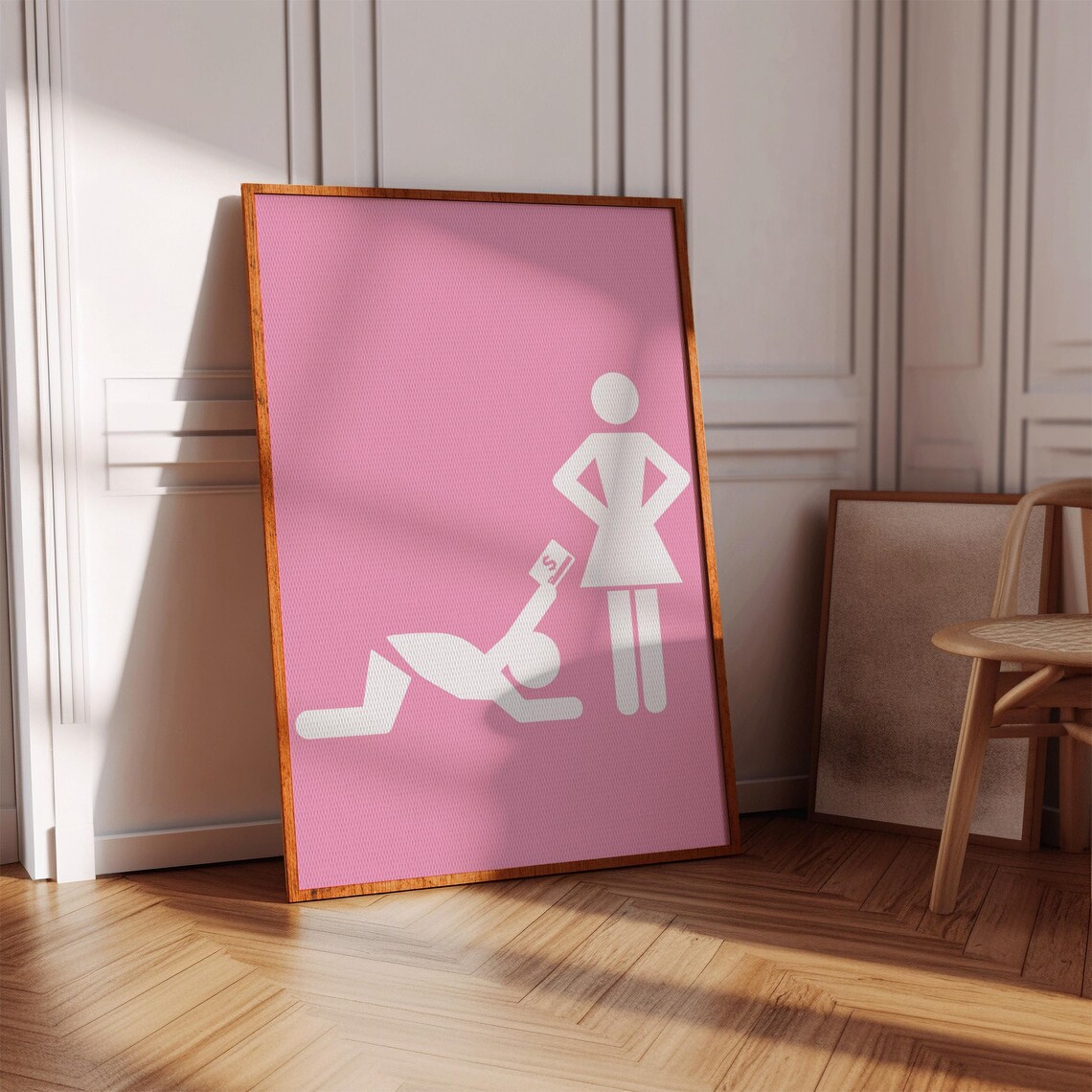 Pink Girl Boss Feminist Empowerment Stick Figure Humor Poster