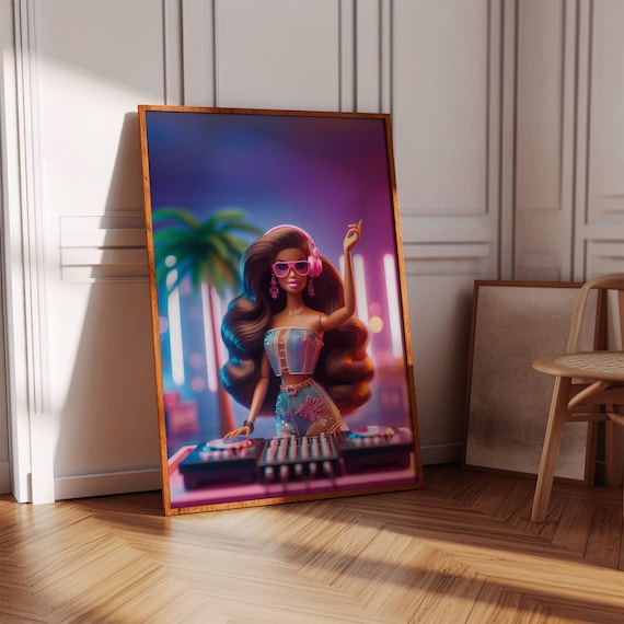 Vibrant Dj Girl Art Print Colorful Music Poster Digital Download
