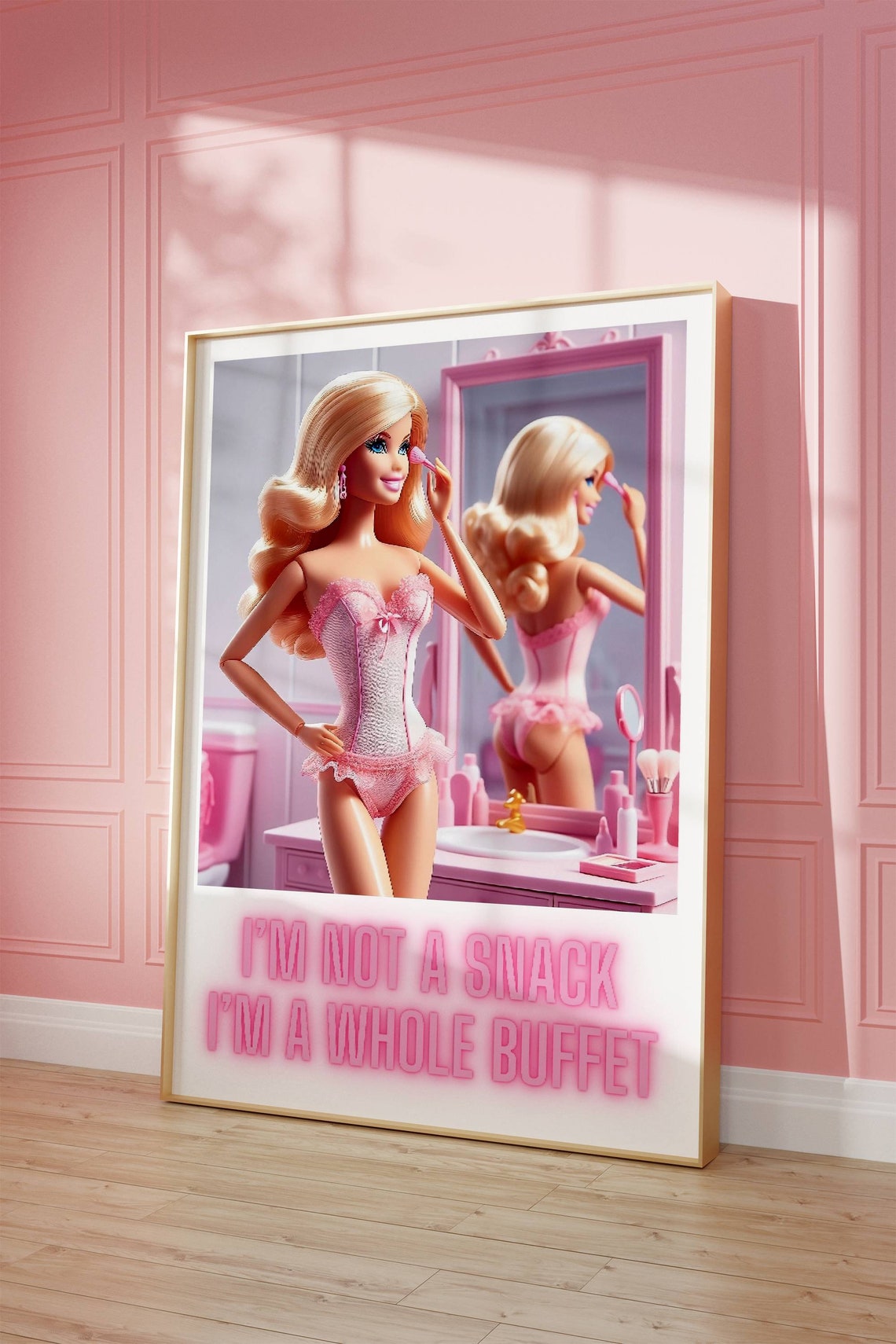 I Am Not a Snack I Am a Whole Buffet Pink Neon Quote Fun Poster