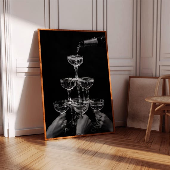 Champagne Tower Wall Art Print, Luxury Cocktail