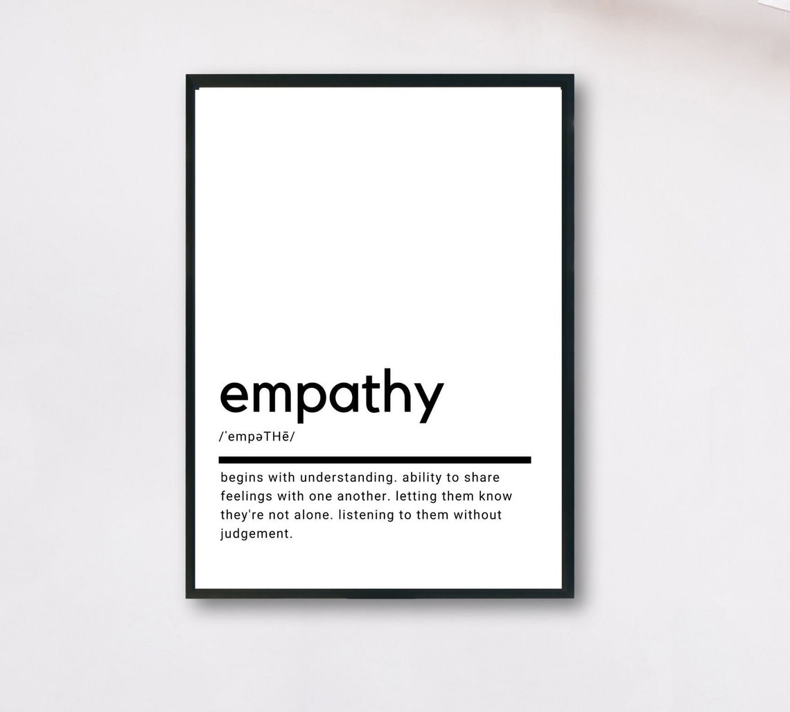 Empathy Definition Minimalist Typography Kindness Quote Poster