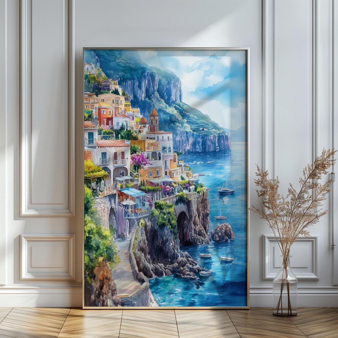 Watercolor Italy Amalfi Coast Travel Poster - Image 3