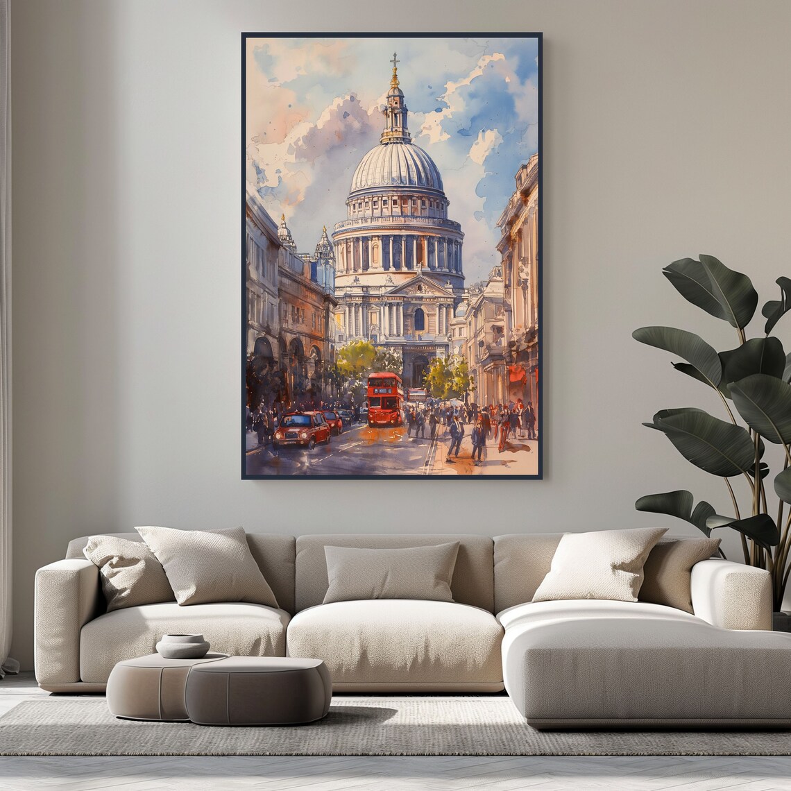 Watercolor London St Pauls Cathedral Travel Poster - Image 2