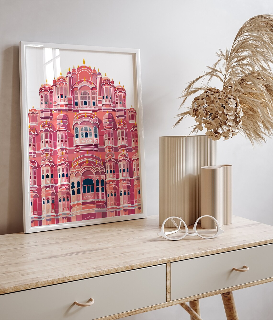 Hawa Mahal Jaipur Pink Palace Facade Iconic India Travel Wall Art - Image 3