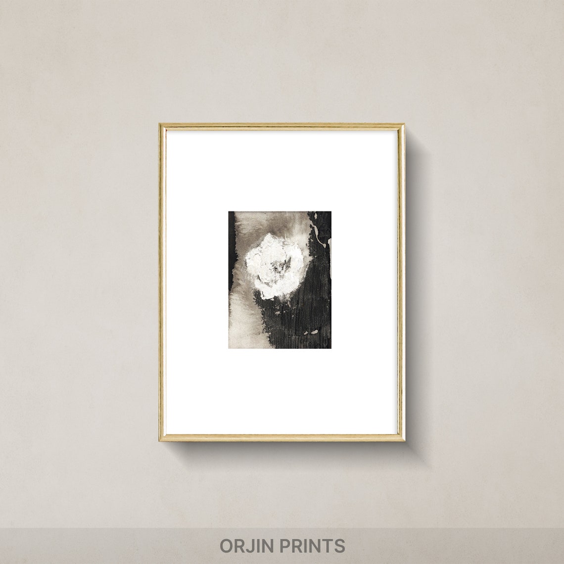 Black White Abstract Ink Texture Minimalist Modern Style Wall Art