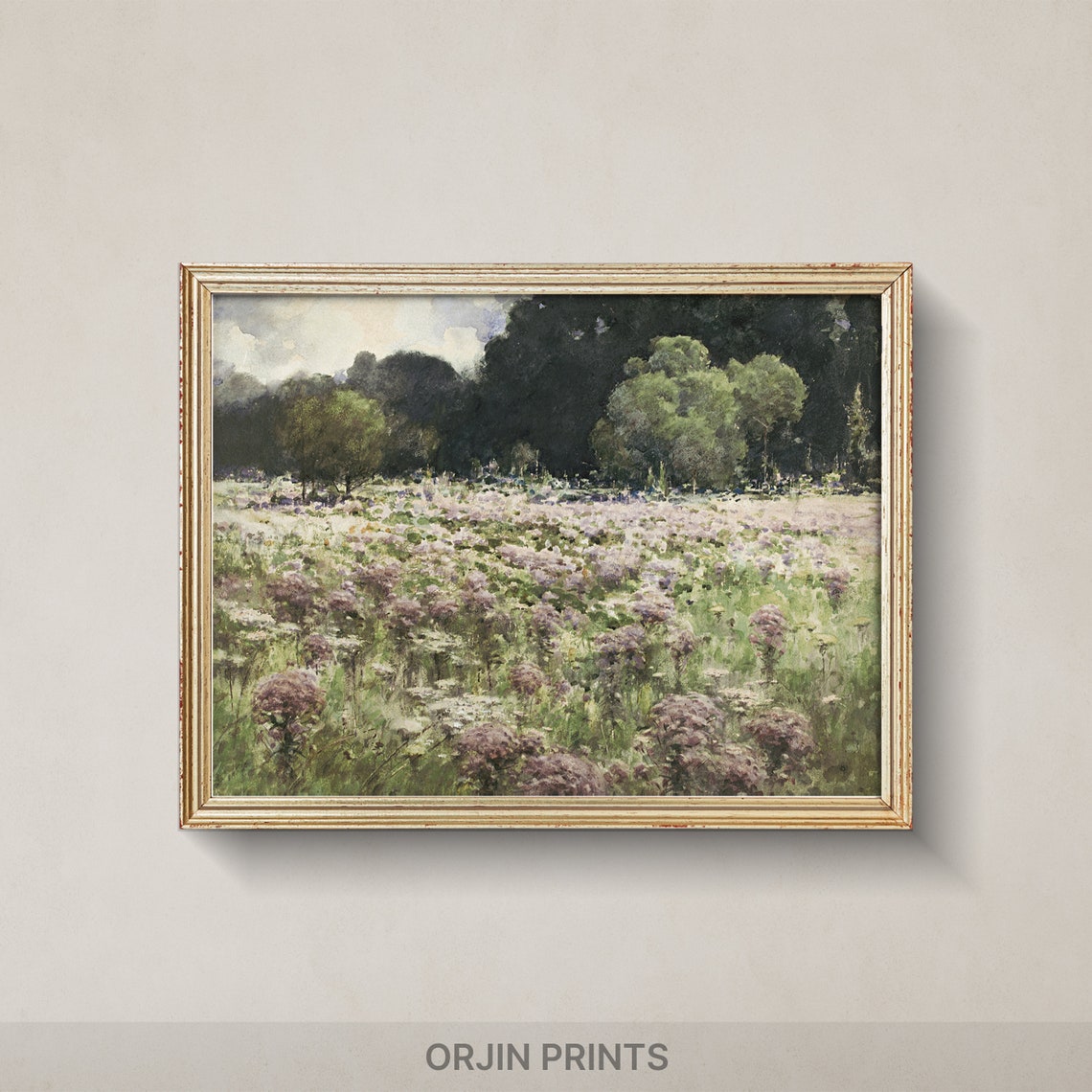 Purple Wildflower Meadow Vintage Impressionist Garden Art Poster