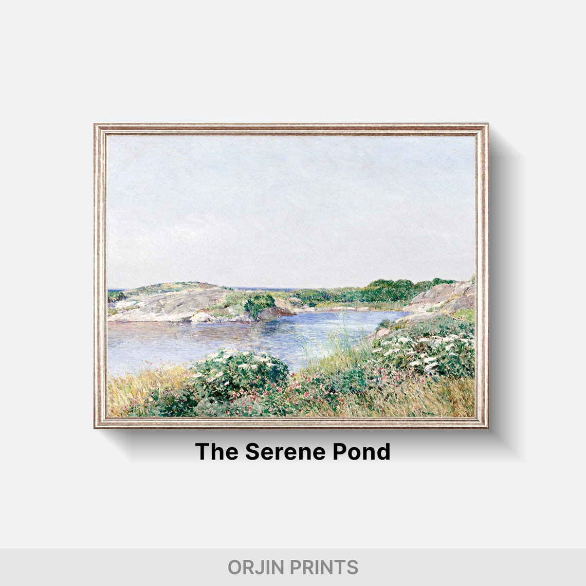 Vintage Tranquil Pond Painting Serene Nature Art Print Instant Orjin Prints 897 - Image 2