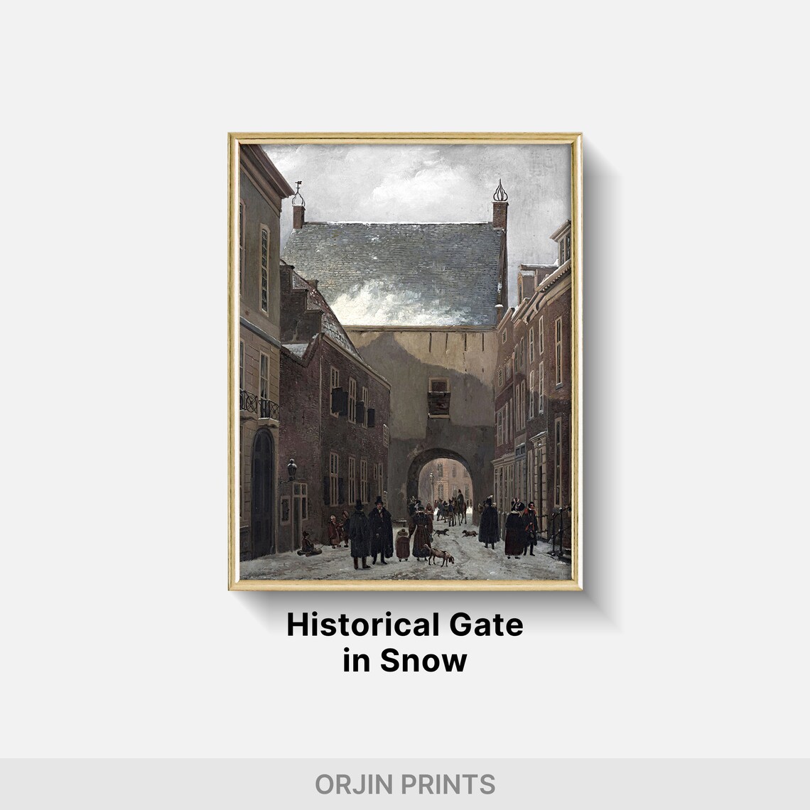 Dutch Winter Street City Gate Oil Painting Old Masters Wall Art - Image 2