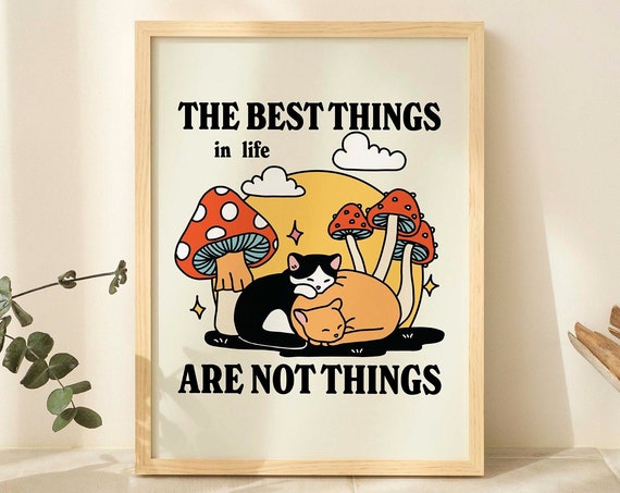 Cottagecore Cat Print, Wholesome Quote Poster