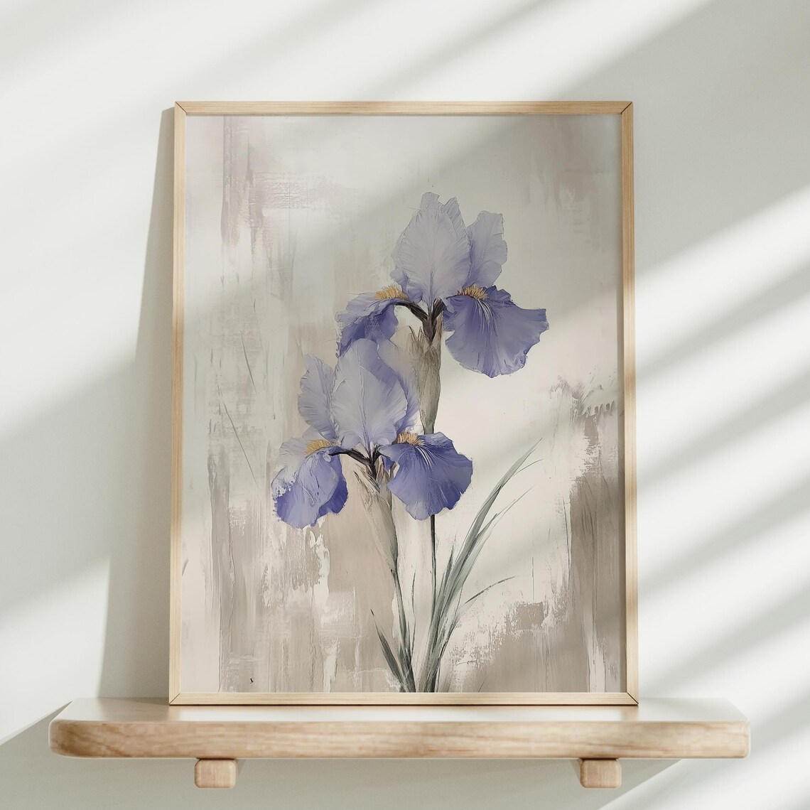 Purple Iris Blooms In A Delicate Botanical Oil Painting Poster