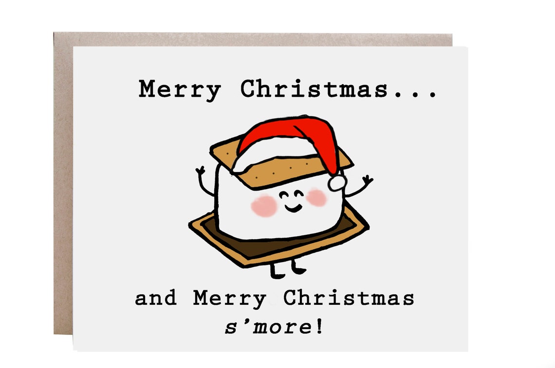 Merry Christmas S'more Funny Smores Santa Hat Holiday Card Print