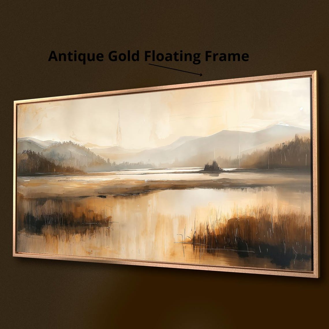 Rustic Country Lake Hazy Mountains Wilderness Panoramic Nature Print - Image 3