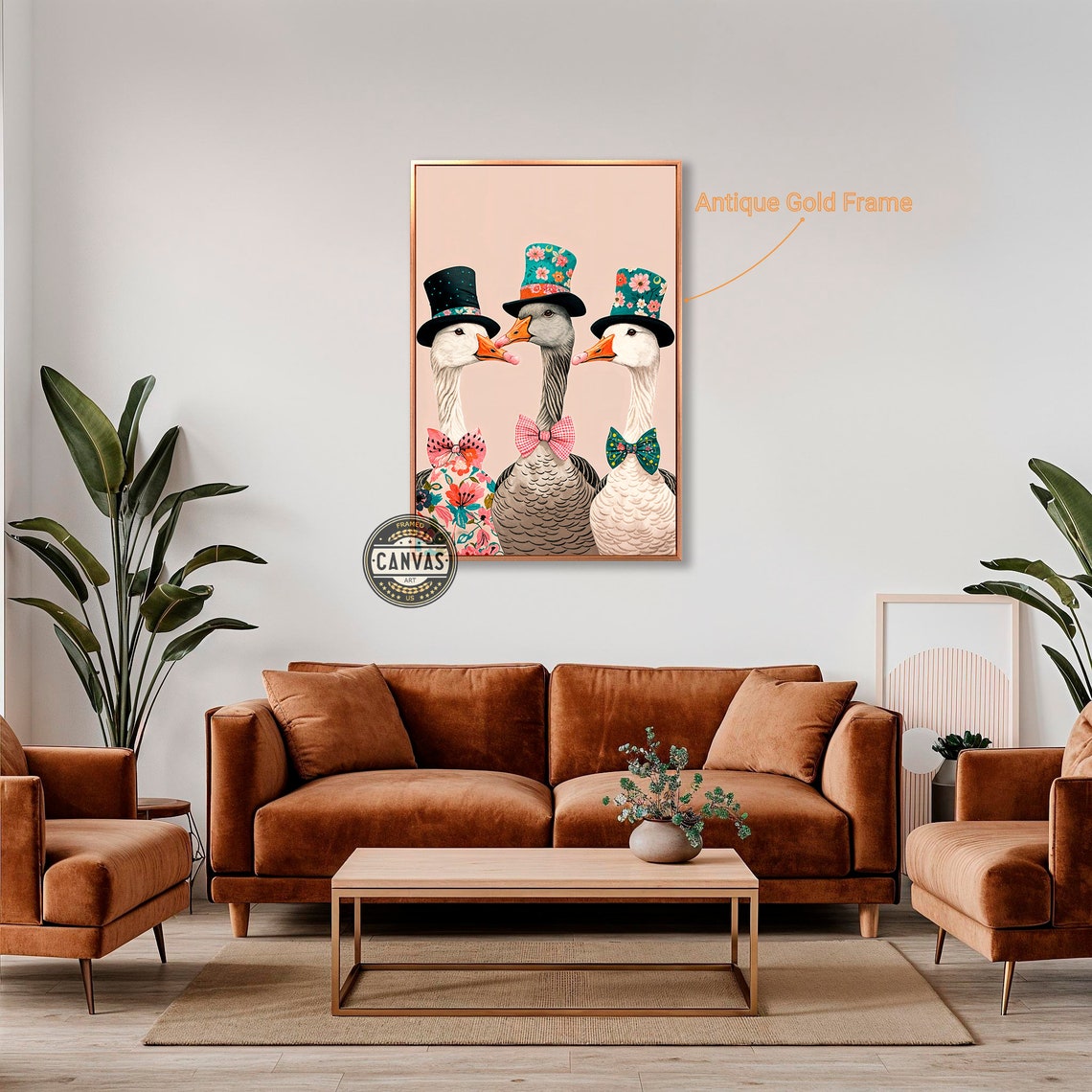 Whimsical Geese Top Hats Bow Ties Victorian Style Fun Poster - Image 4