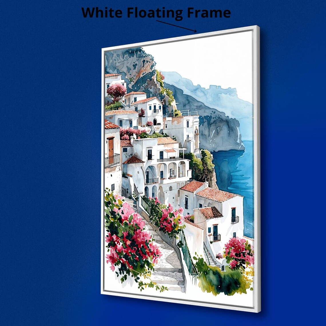 Amalfi Coast Watercolor Art Print, Italian Village - Image 2