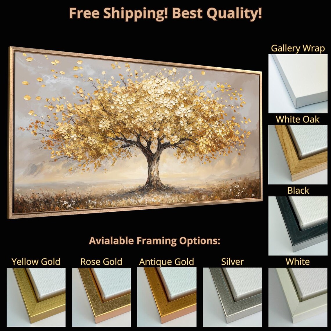 Tree Of Life Autumn Landscape, Golden Foliage Art Print - Image 5