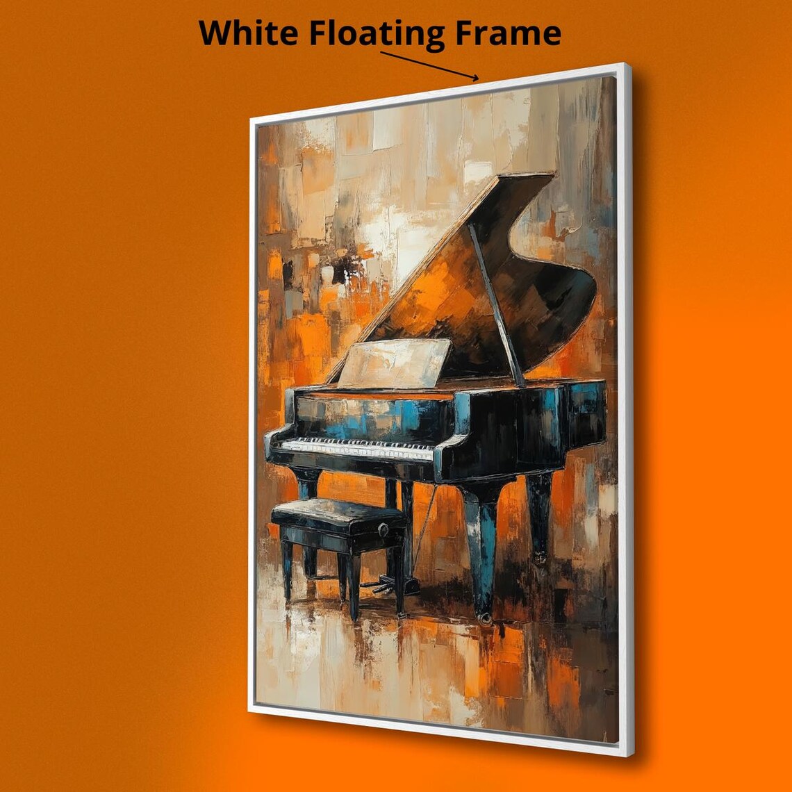 Elegant Grand Piano Orange Abstract Background Music Painting Print - Image 3
