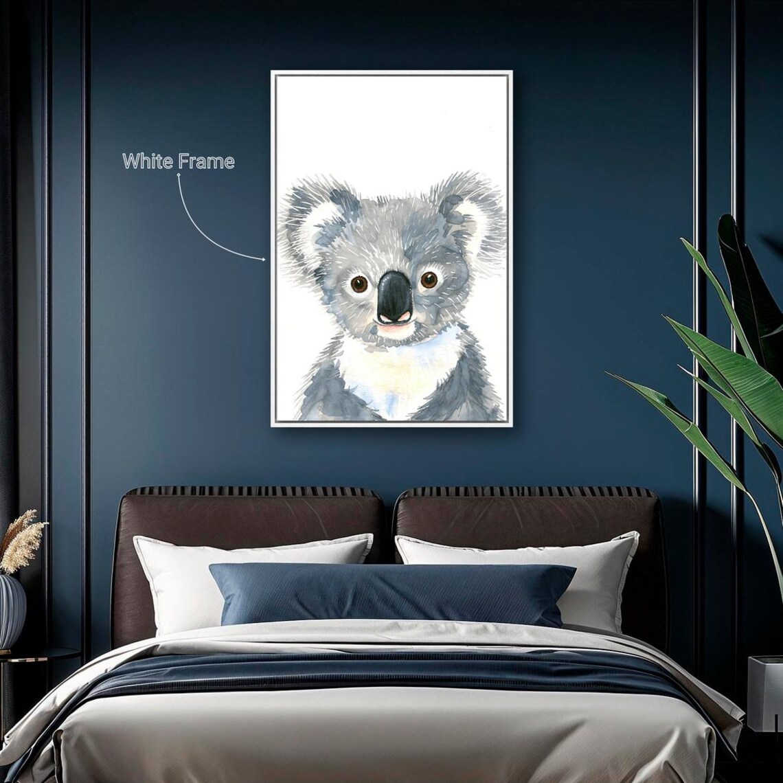 Cute Baby Koala Gray Watercolor Animal Portrait Nursery Poster - Image 3