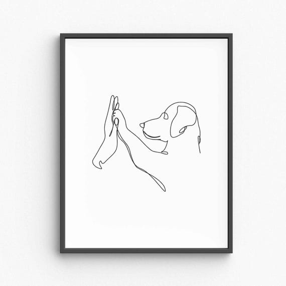 Minimalist Dog And Owner High Five Art Print