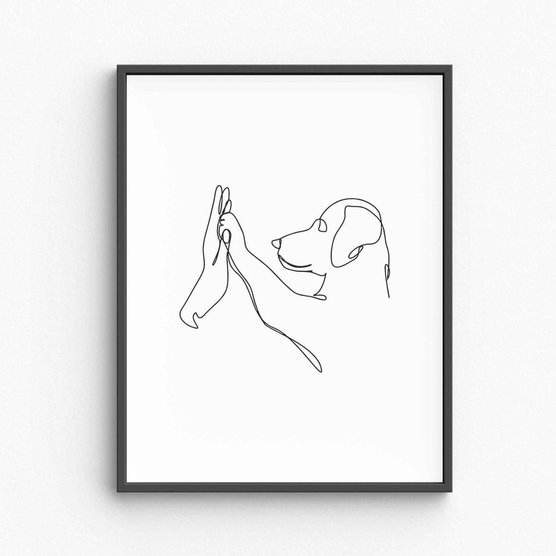 Minimalist Dog And Owner High Five Art Print