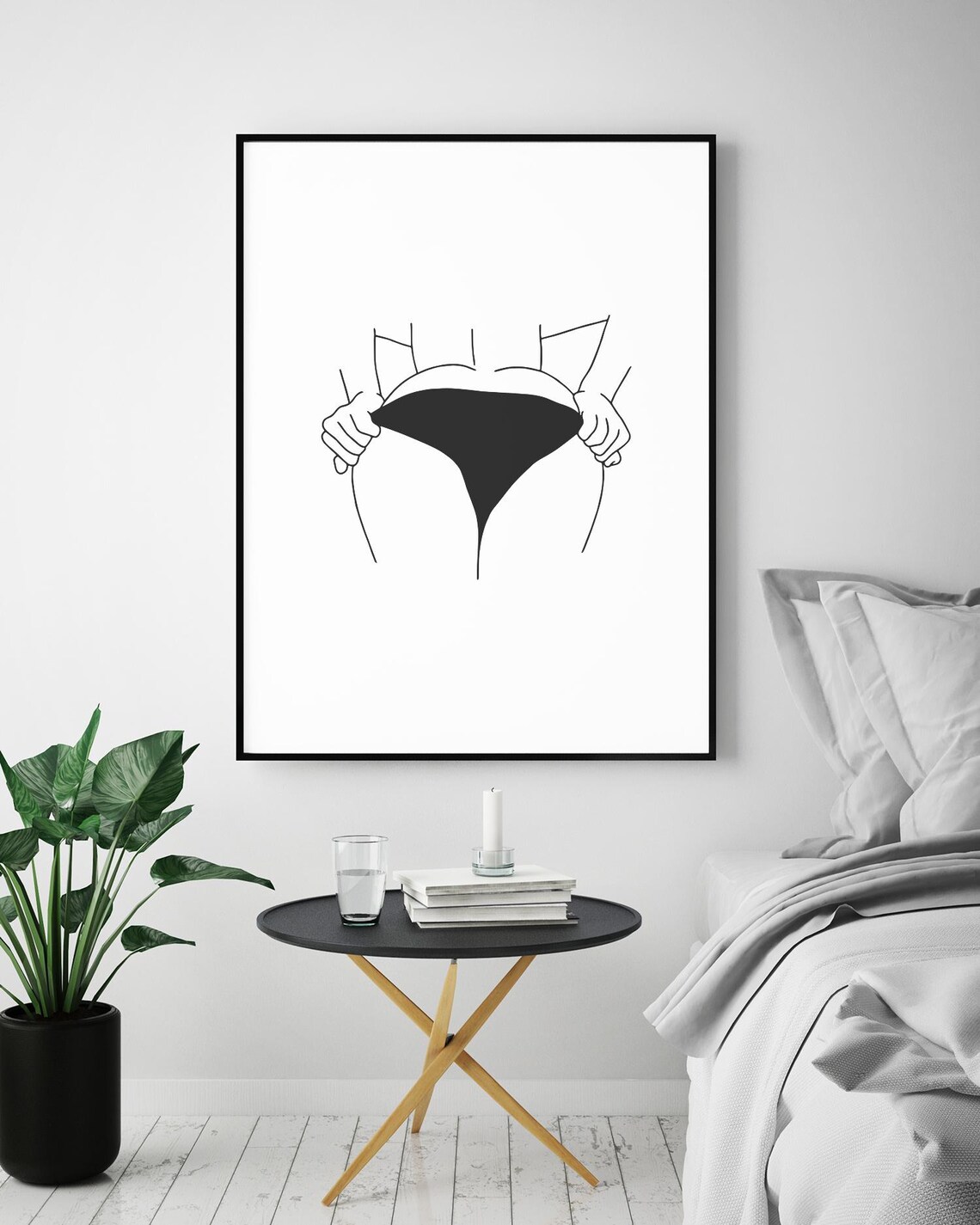 Woman Lingerie Line Art Female Rear View Minimalist Figure Poster - Image 5