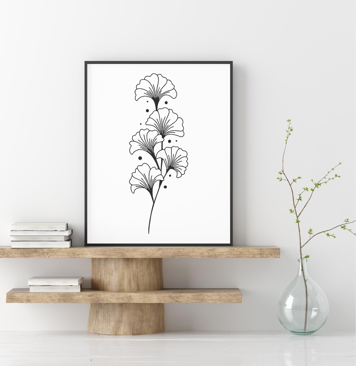 Ginkgo Leaves Botanical Line Art Elegant Nature Minimalist Poster - Image 2