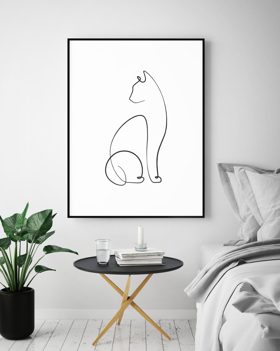 Seated Cat Silhouette Elegant Continuous One Line Drawing Poster - Image 5