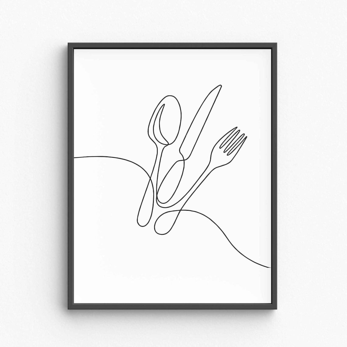 Minimalist Cutlery Line Art, Kitchen Wall Poster