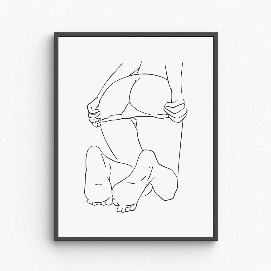 Artistic Female Nude Wall Art Elegant Sensual Line Drawing Minimalist Body Figure Bedroom Decor