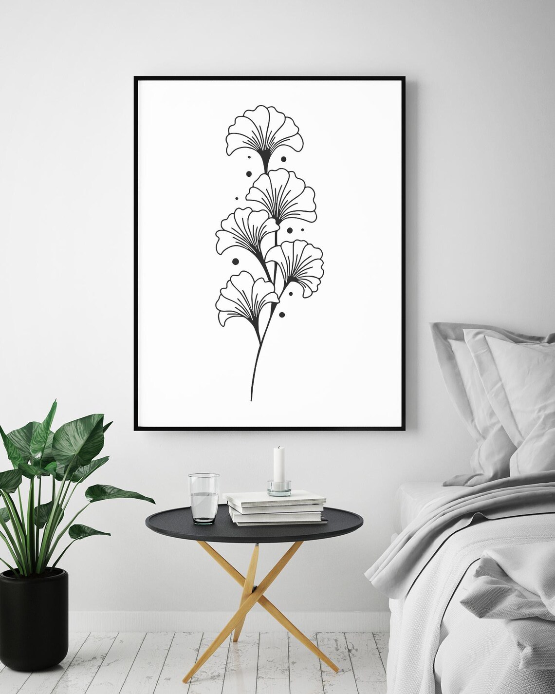 Ginkgo Leaves Botanical Line Art Elegant Nature Minimalist Poster - Image 5